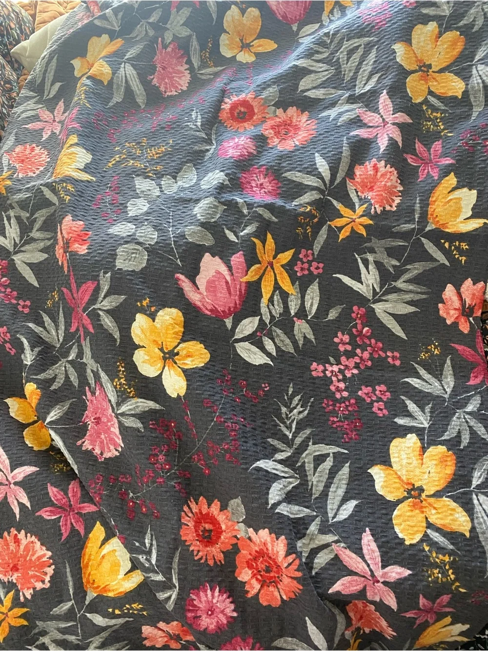 Tahari Home Dark Moody Floral Cotton Blend Shower Curtain - 72x72 Cottagecore